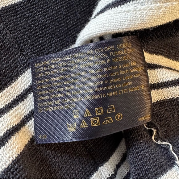 Brooks Brothers Navy White Striped Button Front Cardigan Sweater Pockets size M - Picture 9 of 11